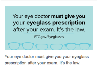 By law, your eye doctor must provide you with your eyeglass prescription after your exam is completed.