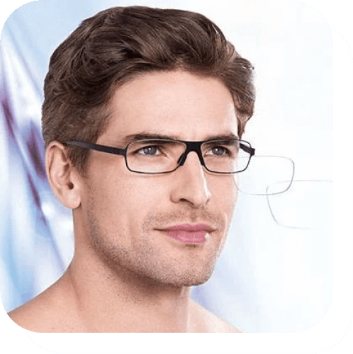 Man wearing clear glasses