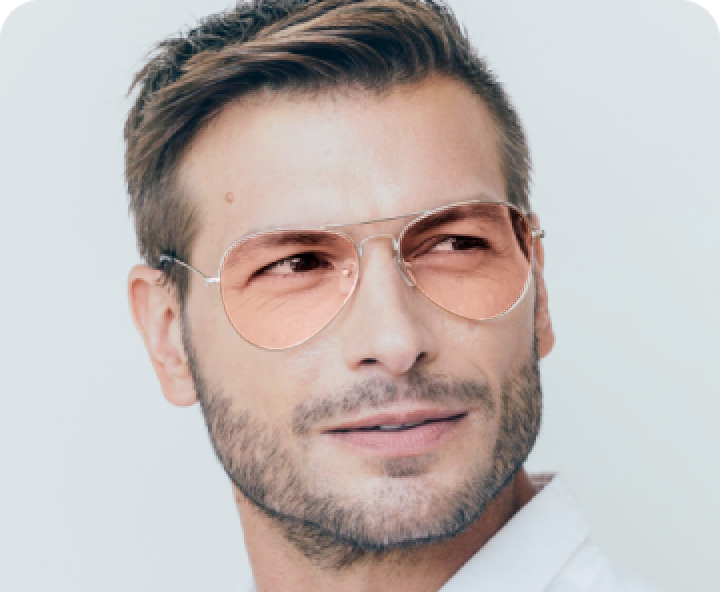 Man wearing tinted glasses
