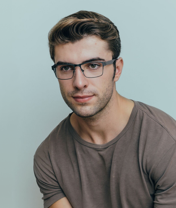 Picture of a male model wearing glasses
