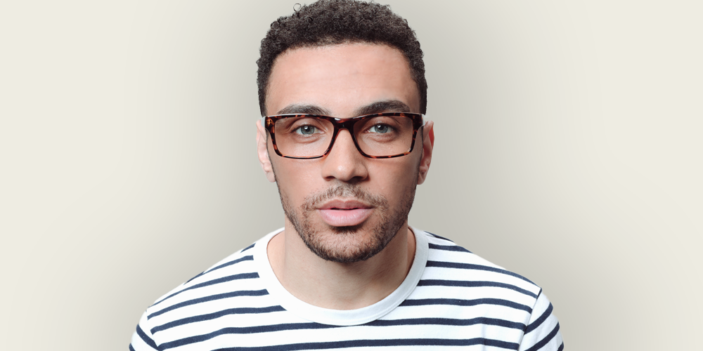 Second model wearing Vail frames