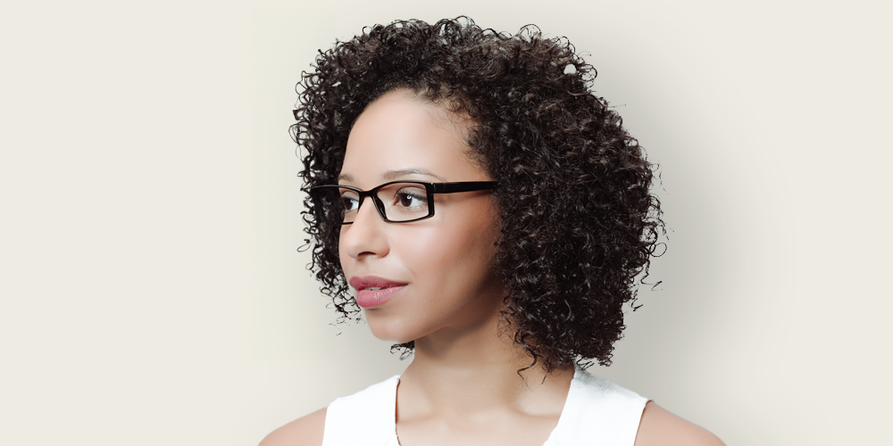 Second model wearing Vancouver frames